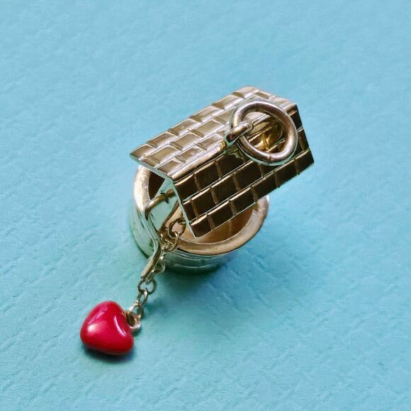 RARE Vintage Tiffany & Co. 14k YG Wishing Well Love Enamel Heart Charm Pendant. - Picture 3 of 8